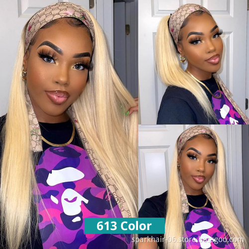 Drop Shipping Wholesale Cheap Headband Wigs Human Hair Head band Wigs for Black Women 613 Blonde Braided Hair Headband Wigs